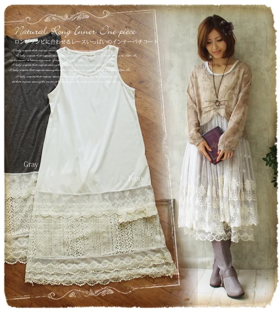 Mori Fairy Lace Princess Dress Women Summer Gipsy Preppy Mori Fairy Lace Princess Dress Women Summer Gipsy Preppy Tank Basic Underdress Gothic Crochet