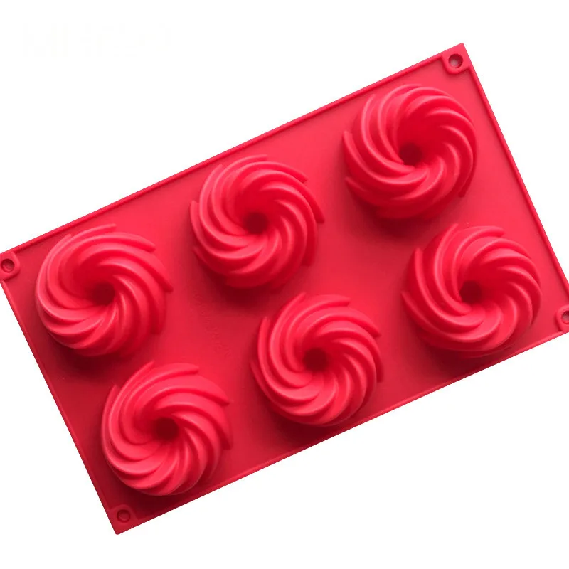 6 Hole Food Grade Silicone Maelstrom mooncake mold kitchen baking mold