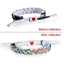 Браслет MINCN LOVE Heart черно-белый голографический флуоресцентные Шнурки Браслет ночной сцены светоотражающий плетеный браслет подарок