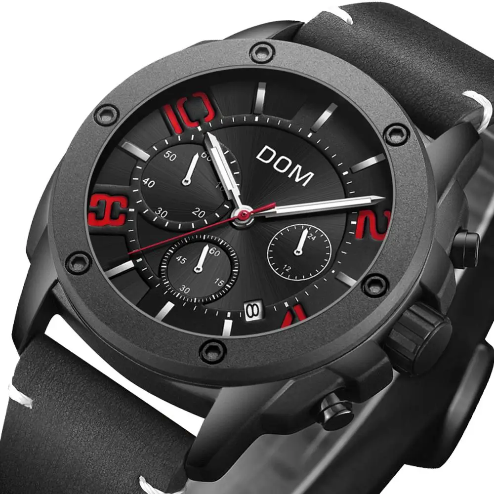 

Casual watch three eyes foreign trade hot style men's calendar fashion business belt quartz watch m-1229l-7m