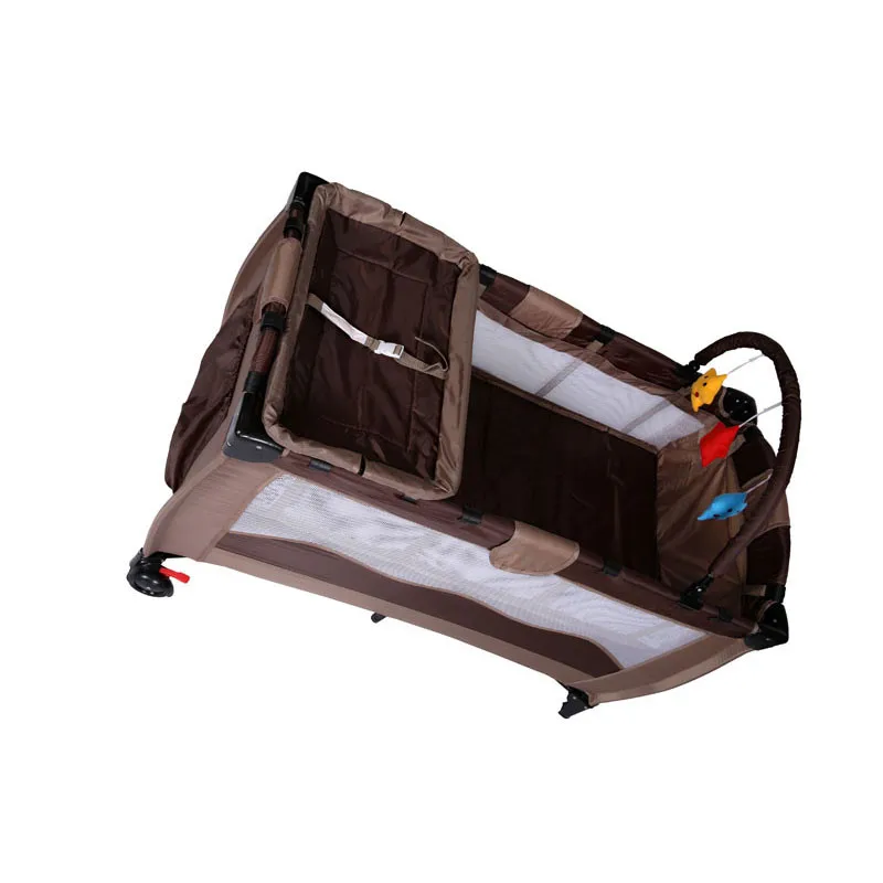  2017 Coffee Comfortable Infant Baby Cartoon Crib High-profile European Baby Foldable Playpen Baby B