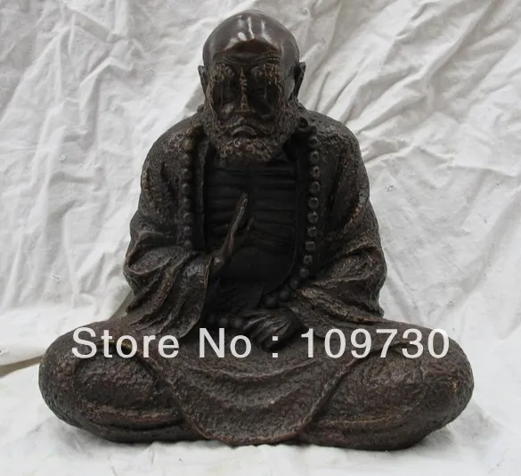 

00918 8'' height pure bronze carvings buddhism china zen progenitor Bodhidharma buddha