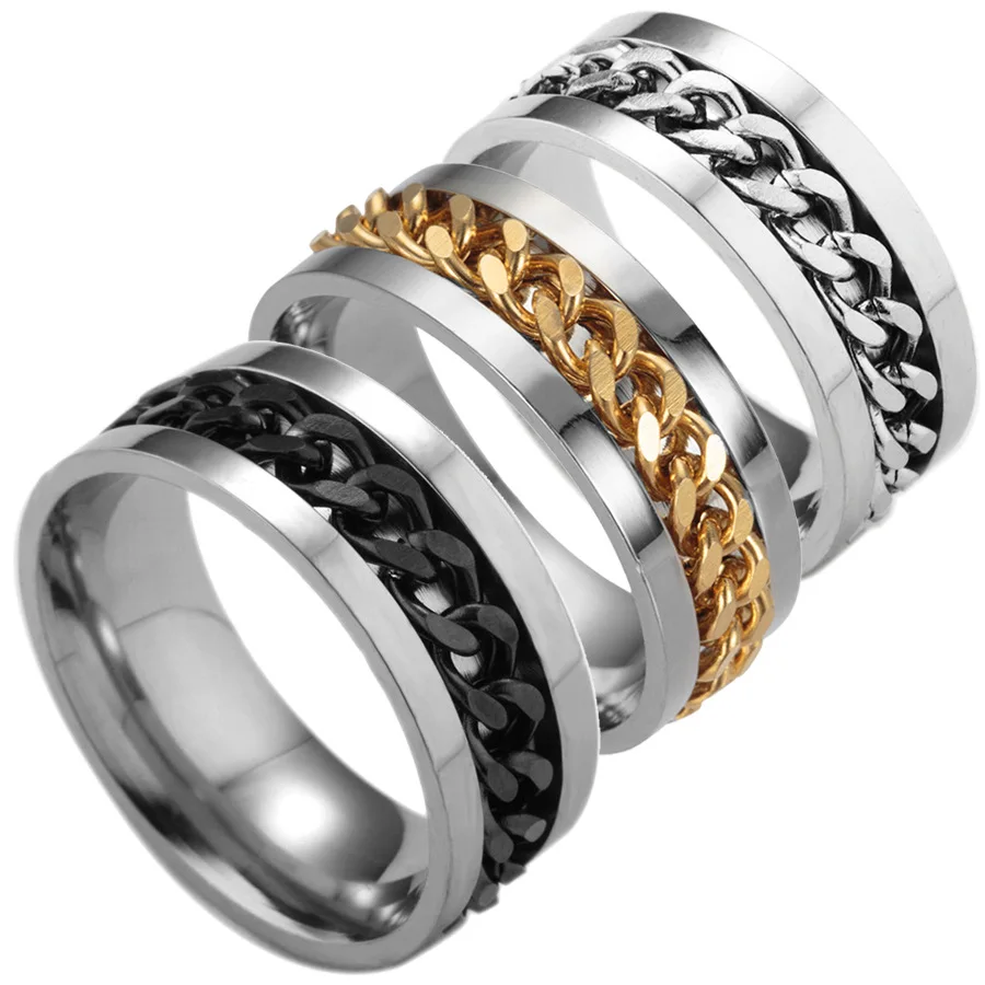 Fashion Men's Ring The Punk Rock Accessories Stainless Steel Black/Gold