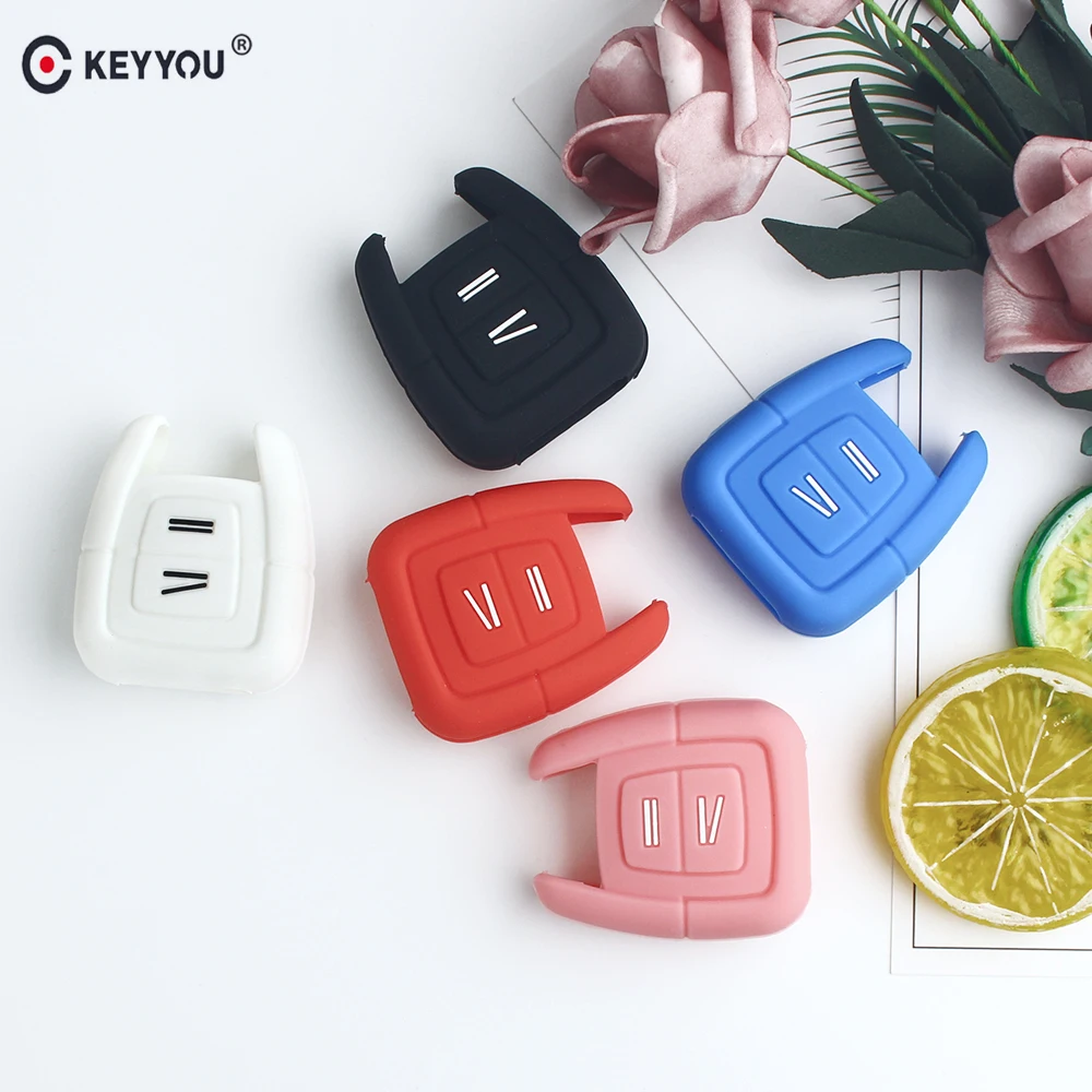 

KEYYOU 2 Button Silicone Key Case Cover For OPEL Astra Zafira Frontera Omega Vectra Signum Tigra Fob Shell Holder Protector