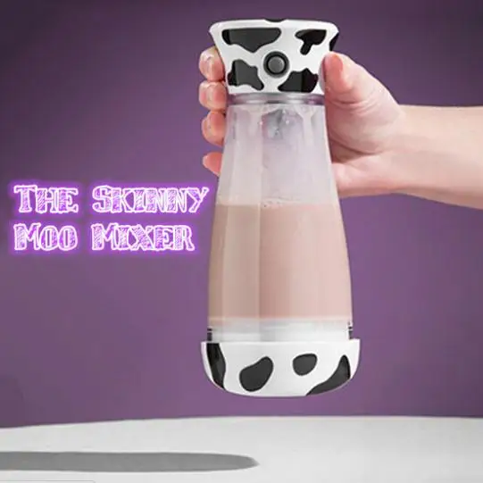 Wholesale! Fedex Free Shipping 24Piece/lot 14Oz The Skinny Moo Mixer - Battery-operated Chocolate Milk Mixer self stirring mugs