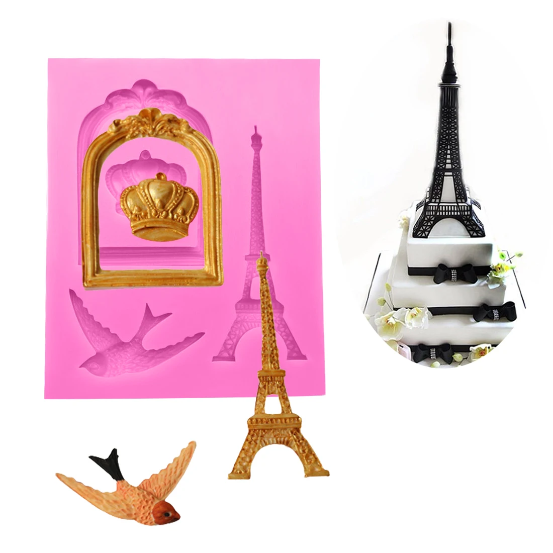 

3D Silicone Mold Eiffel Tower Crown Bird Shape Mould For Soap Candy Chocolate Ice Cake Decorating Tools for Bakeware DIY Tools