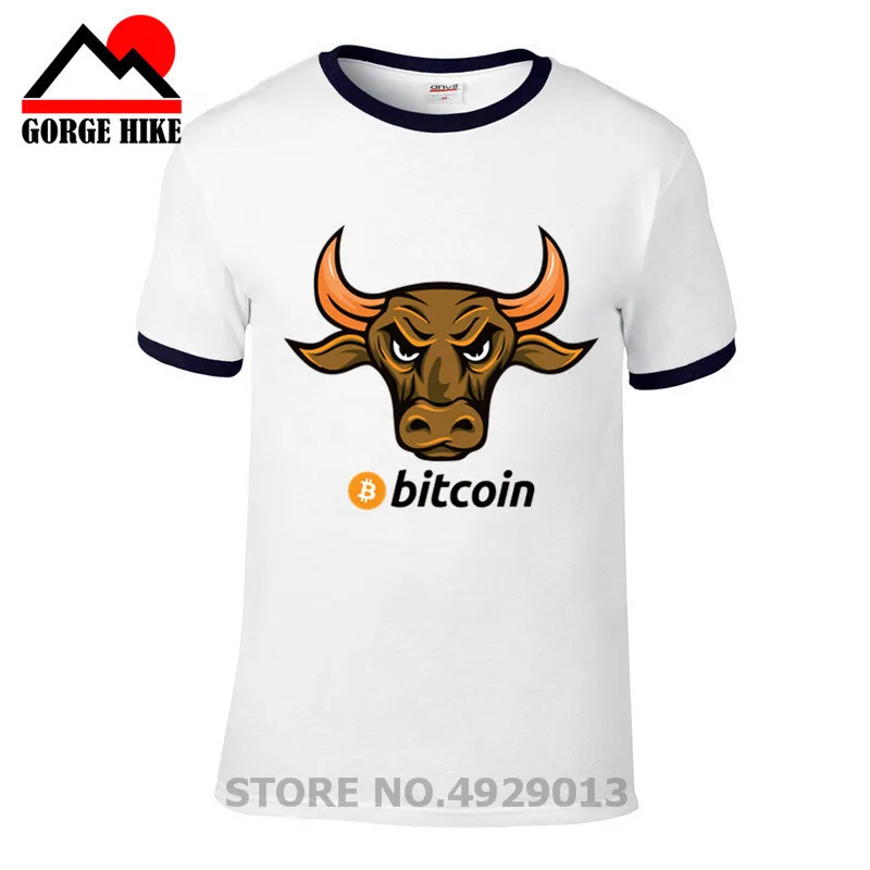Golden Bull animal print Bitcoin T Shirts Men Crypto Coin Cryptocurrency Binary Bitcoin T-shirt hombres camisetas bit coin Tee