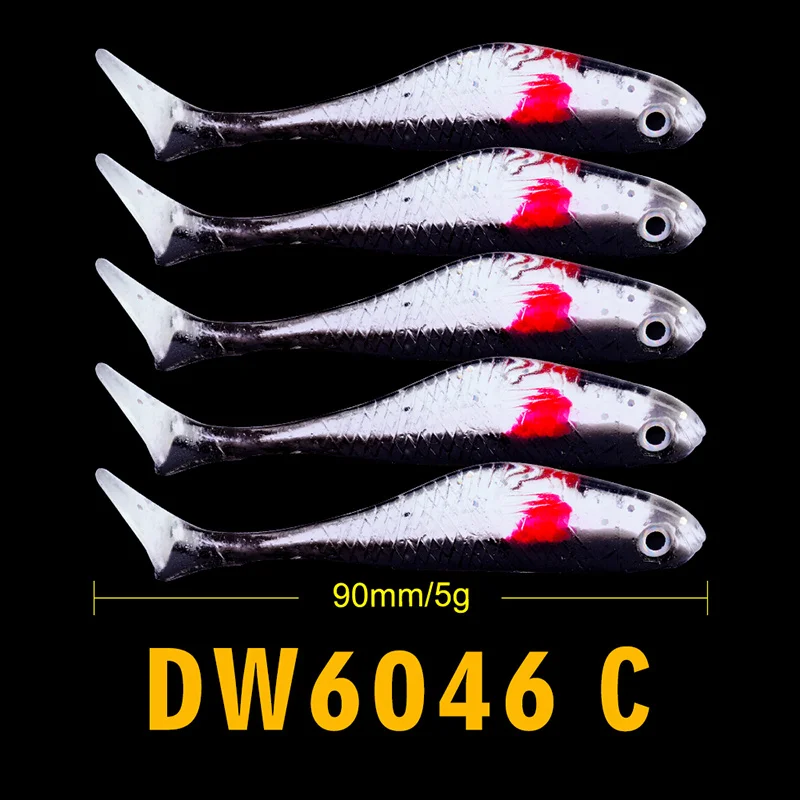 5 шт., приманка для рыбалки 4,8 г/8,8 см, мягкая блесна, Япония Shad Swimbaits Jig Head, приманка для рыбалки, силиконовая резина, 4 цвета, рыболовные снасти - Цвет: DW6046C