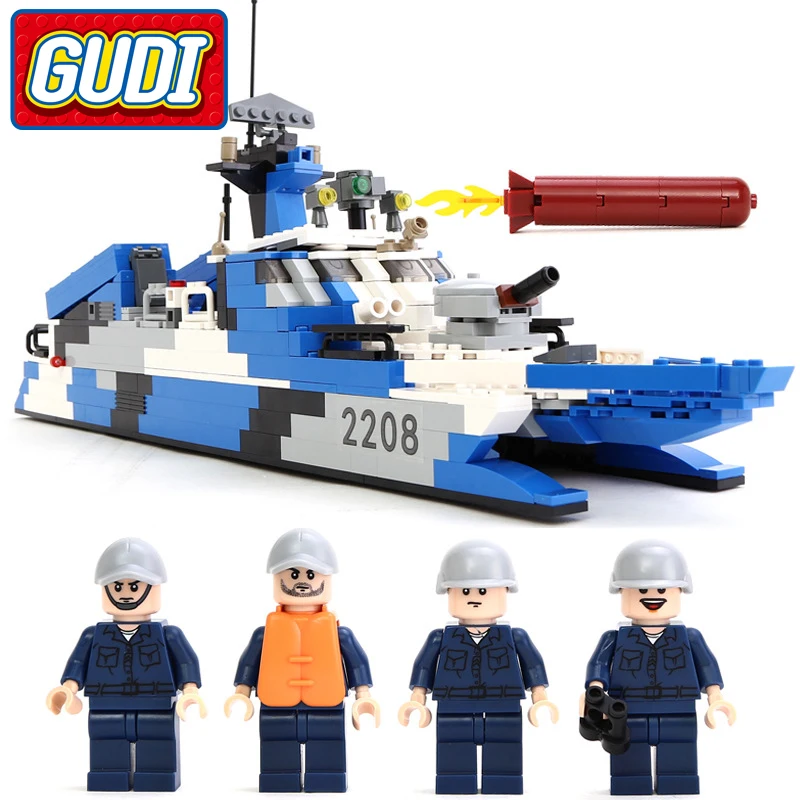 

GUDI 578pcs Frigate Warship Legoingly Military Ships Block Bricks Educational Assemble Building Block Toys For Children