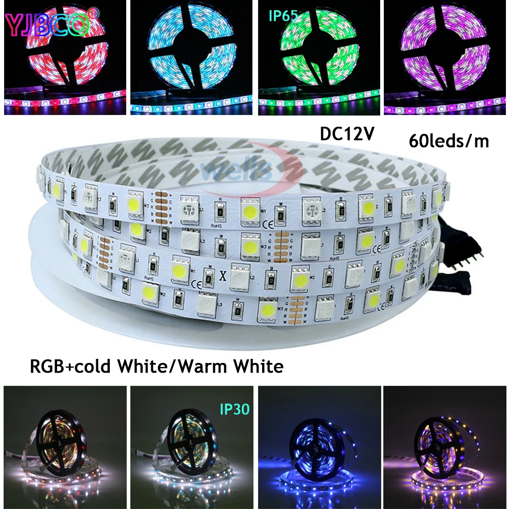 5 м/лот DC12V 5050 SMD 60 Светодиодный s/m Белый/теплый