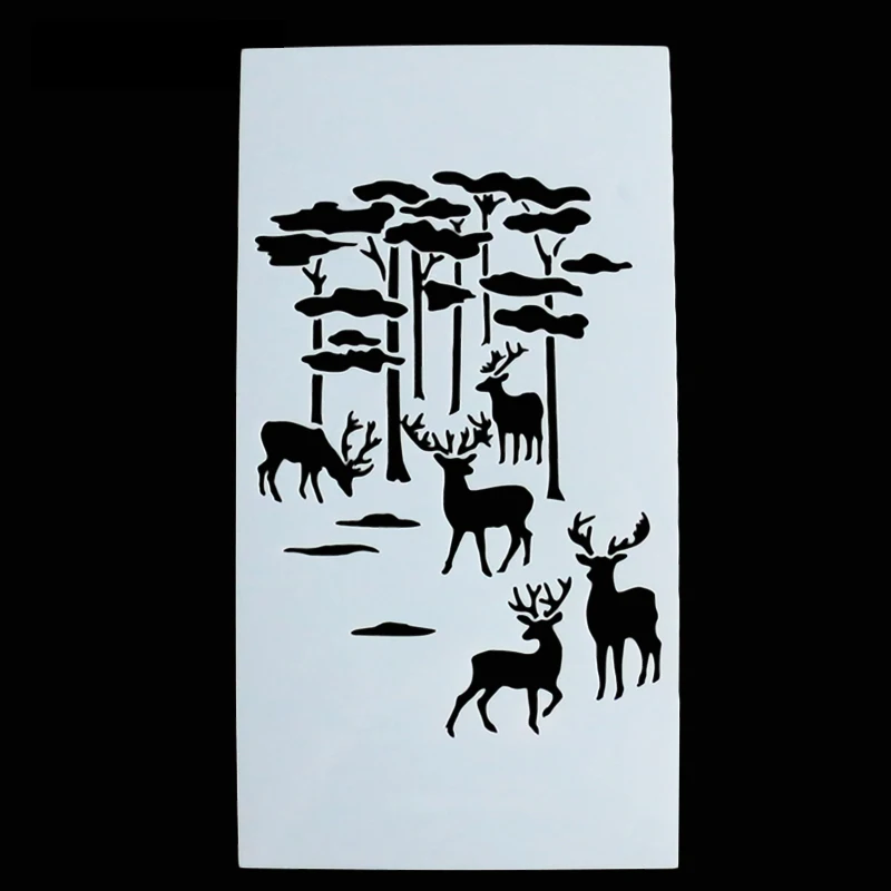 

Merry Christmas Deer Tree Decorative Cookie Stencil Plastic Stencil Coffee Decoration Fondant Template Mold