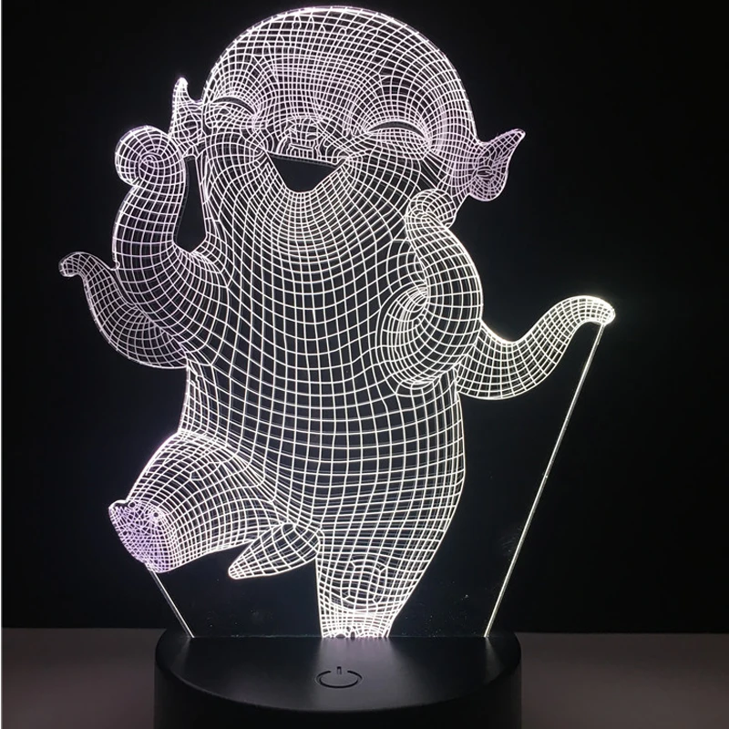 Kawaii Мультфильм Wuba 3D светодиодный светильник маленький демон король белый в форме