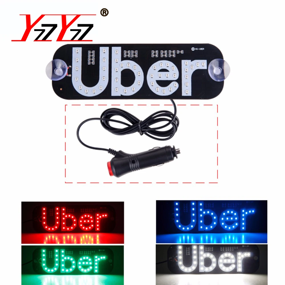 

YzzYzz 1x Taxi Top Light New LED Roof Uber panel Light 12V Windshield Lamp Car Super Bright LED Lights with Cigarette lighter