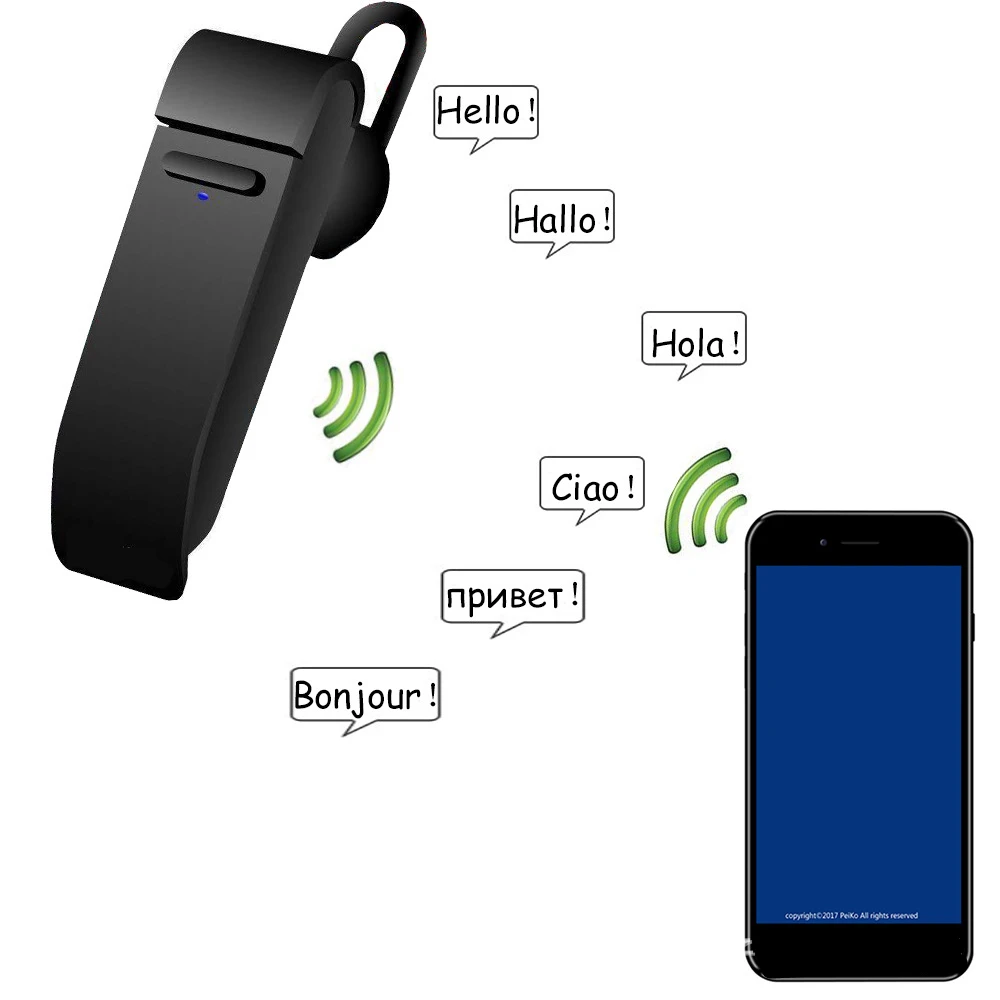 Peiko Inteligente Fone de Ouvido sem Fio Bluetooth Tradutor de Voz Business Smart Car Hands Headconjunto 16 Idiomas - Image 3