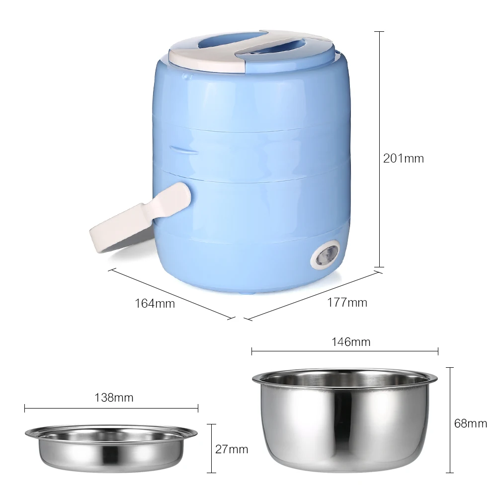 2Л мини-рисоварка, электрическая коробка для еды, Ланч-бокс с теплоизоляцией, Ланч-бокс, портативный Электрический нагреватель, пароварка для яиц, рисоварка