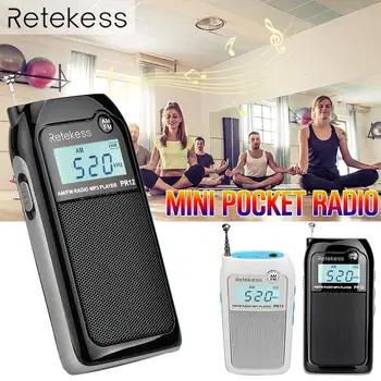 

PR12 Mini Pocket Radio FM AM Digital Tuning Audio Receiver 9K 10K Music Player Rechargeable Battery Portable Radio