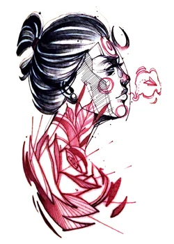 

Temporary Tattoo Sticker large size body art flower rose woman aircraft water Transfer Fake Tattoo Flash tatto for women men