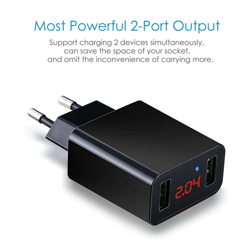 2 портовый USB зарядное устройство для телефона светодиодный дисплей настенный