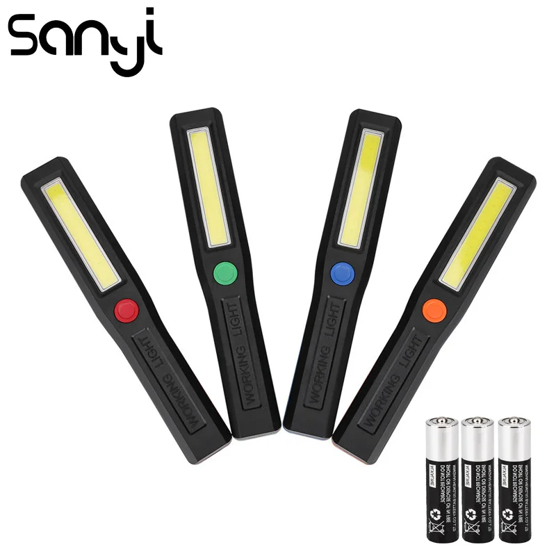 

SANYI LED COB Portable Light 3 Modes Flashlight Torch Power by 3*AAA Battery Working Camping Lamp Lantern