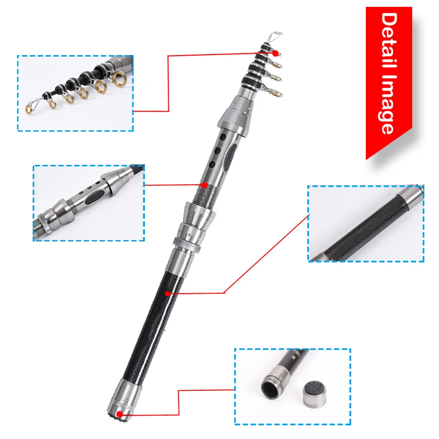 Telescopic Fishing Rod Portable Spinning Fishing Rod Pole Travel Sea Boat Rock Fishing Rod Carbon Fiber Fishing Pole 8