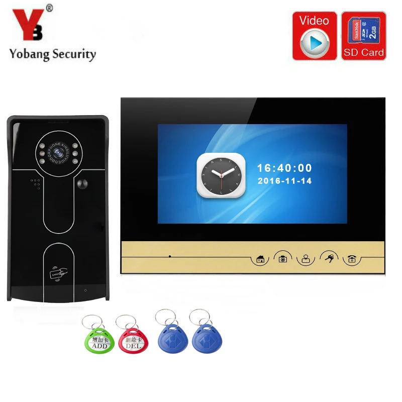 Yobang безопасности визуальный видеодомофон 7 дюймов мониторы Wi Fi Беспроводной видеодомофон спикерфон домофон системы комплект приложение