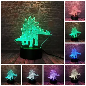 

Jurassic Park Stegosaurus Dragon Animal Figure 3D Illusion Led Lamp 7 Colors Change Nightlight Desk Dragon Model Light-up Toys