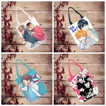 

manga 1PCS Haikyuu Fashion Anime Canvas Shoulder Bags Casual Shopping Bag Cartoon Tote Handbag Travel Lady Girl New