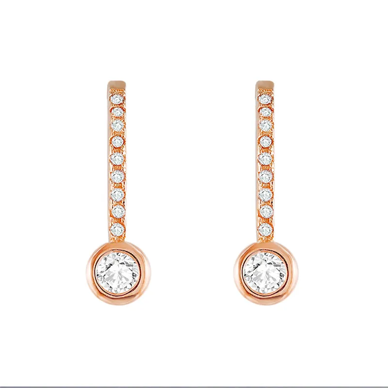 

ROMAD Fashion Hoop Earrings for Women Crystal Christmas Earrings Rose Gold zirconia Earrings 2018 Pendientes Mujer R4