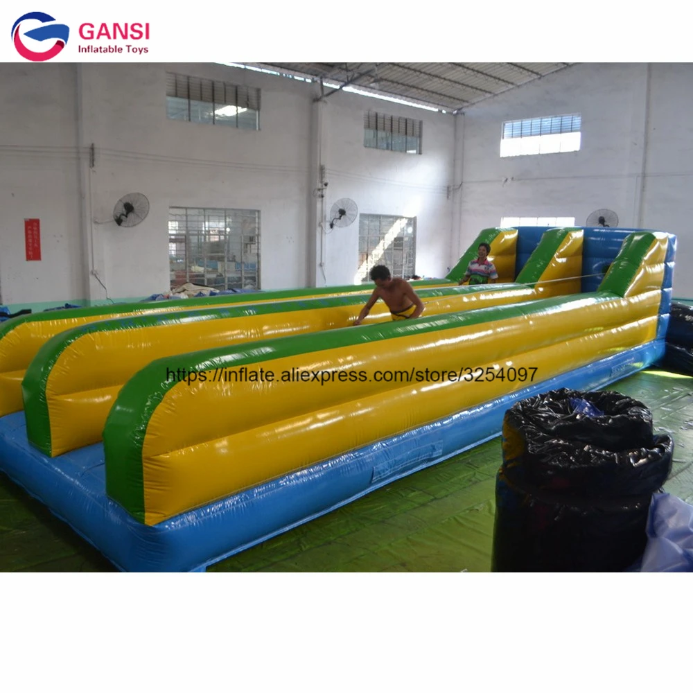 Funny Sport 10M Inflatable Bungee Running Game Two Lanes Inflatable Bungee Run Race For Sale