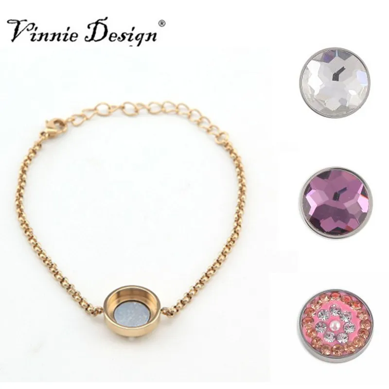 Vinnie Design joyería 21 cm Acero inoxidable cambio pulsera con 3 unids magnético intercambiable XS moneda