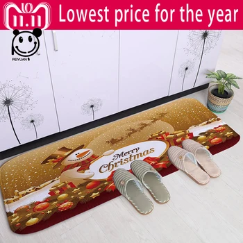 

PEIYUAN Merry Christmas Gift and Snowman Door Mat Floor Mat Printed Doormat Carpets for Hallway Bedroom