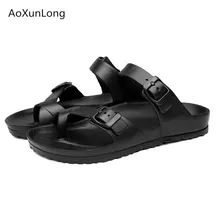 AoXunLong/мужские летние шлепанцы с пряжкой; пляжные шлепанцы унисекс; мужские модные Нескользящие шлепанцы с пряжкой; большие размеры; европейские размеры 36-45
