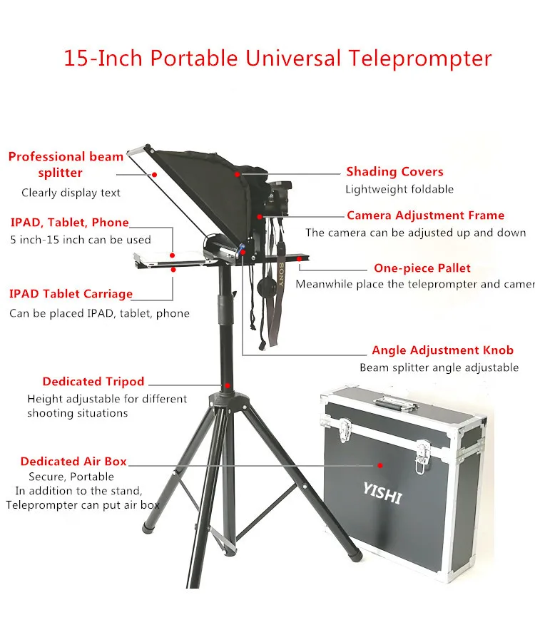 YISHI 15 дюймов складной Портативный версия телесуфлер для мобильных телефонов и планшетов Ipad Новости Интервью живой речи телесуфлер