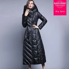 XS-7XL, плюс размер, 90% утиный пух, пальто, модный бренд, с капюшоном, длинный пуховик, для женщин, выше колена, тонкое, толстое, теплое пальто, wj1304