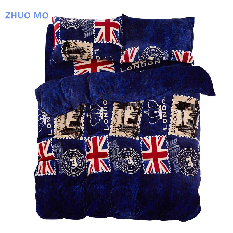 

4pcs/set Flannel Fleece Fabric Linens bedding set queen size linen cotton Soft Bedlinen duvet cover pillow cover bedding sets