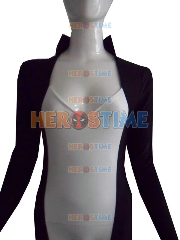 Mockingbird Costume Black and White Spandex Mockingbird Superhero Costumes Fullbody Suit Halloween Tights