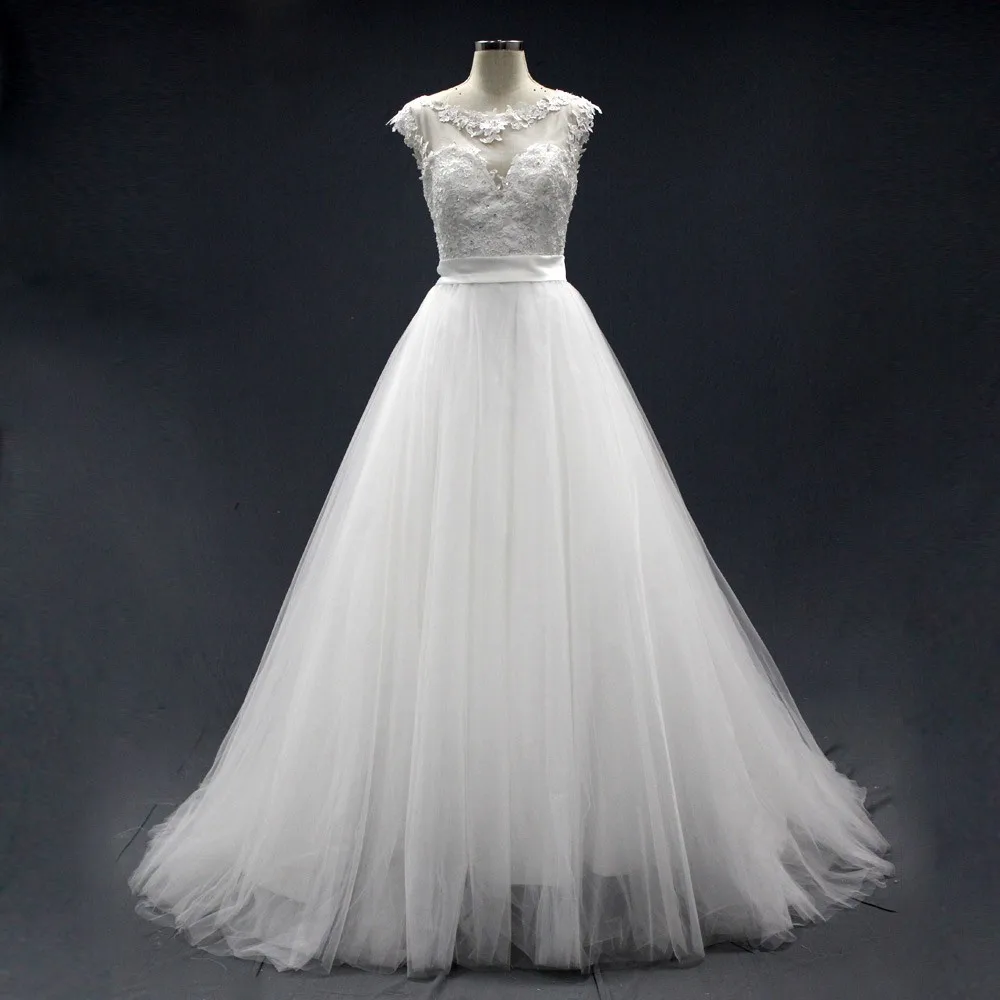 Good Quality Appliqued Lace Tulle Girl Princess Wedding Dresses