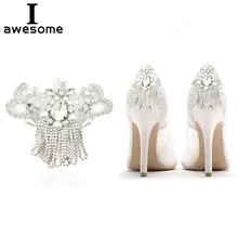 1 шт.; Свадебная обувь для невесты с цепочкой; аксессуары для босоножек на высоком каблуке; обувь ручной работы; стразы; украшения; обувь с цветком