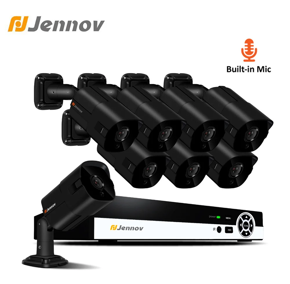 Einnov 1080P Аудио запись камера безопасности система CCTV s видеонаблюдение POE 8CH NVR H.265 2MP