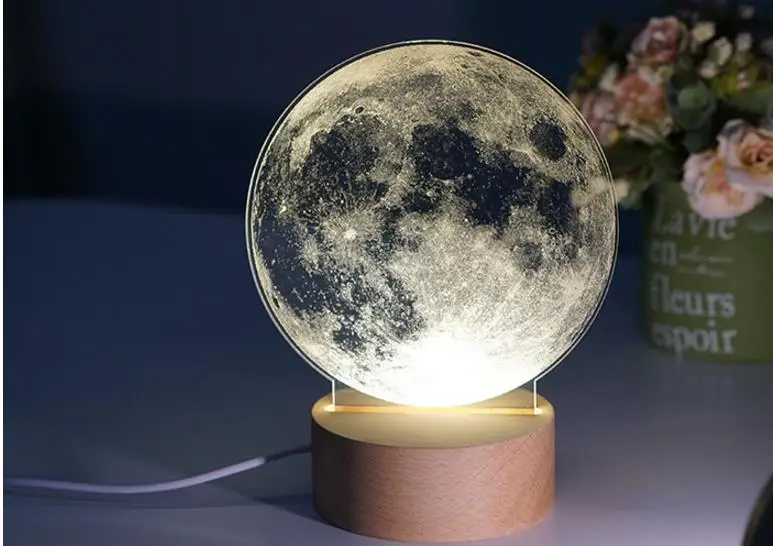 Carving 3D LED Moon Lamp Night Lights USB Christmas Atmosphere Desk Lamps Earth Astronaut Moonlight Home Decor