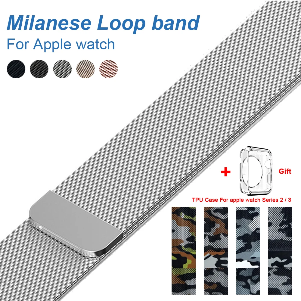 Камуфляж Milanese Loop band для Apple watch 42mm 38mm 44 мм 40 мм соединяющий ремешок браслета для iWatch серии 4/2 ремешок