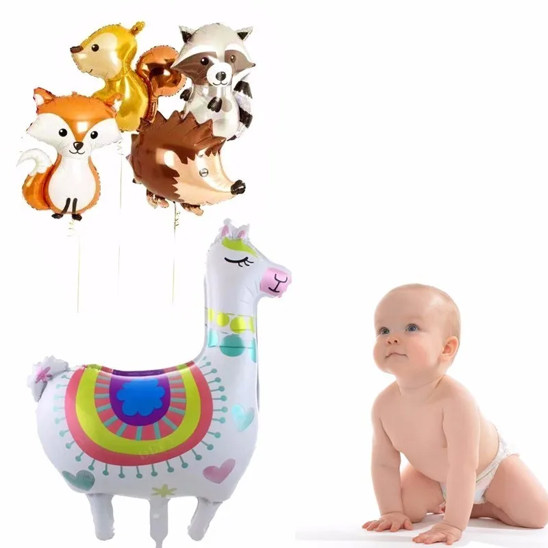5 шт Вечерние воздушные шары для украшения Животных Альпака белка Ежик енот и лиса фольга шарики для День Рождения вечерние декоративные детские игрушки
