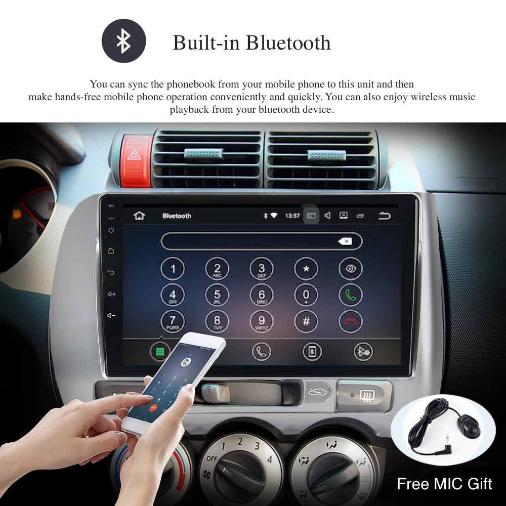Clearance Android 8.0/7.1 Car Multimedia Player for Honda Jazz / Fit Manual AC GPS 2002 2003 - 2006 2007 2008 9" 2.5D IPS Screen 8-core 2
