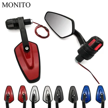 

22mm Motorcycle Handle Bar End Mirrors Rear View Side Mirror Turn Signal For Moto Guzzi Brutale 1000 Serie Oro 1200 SPORT AUDACE