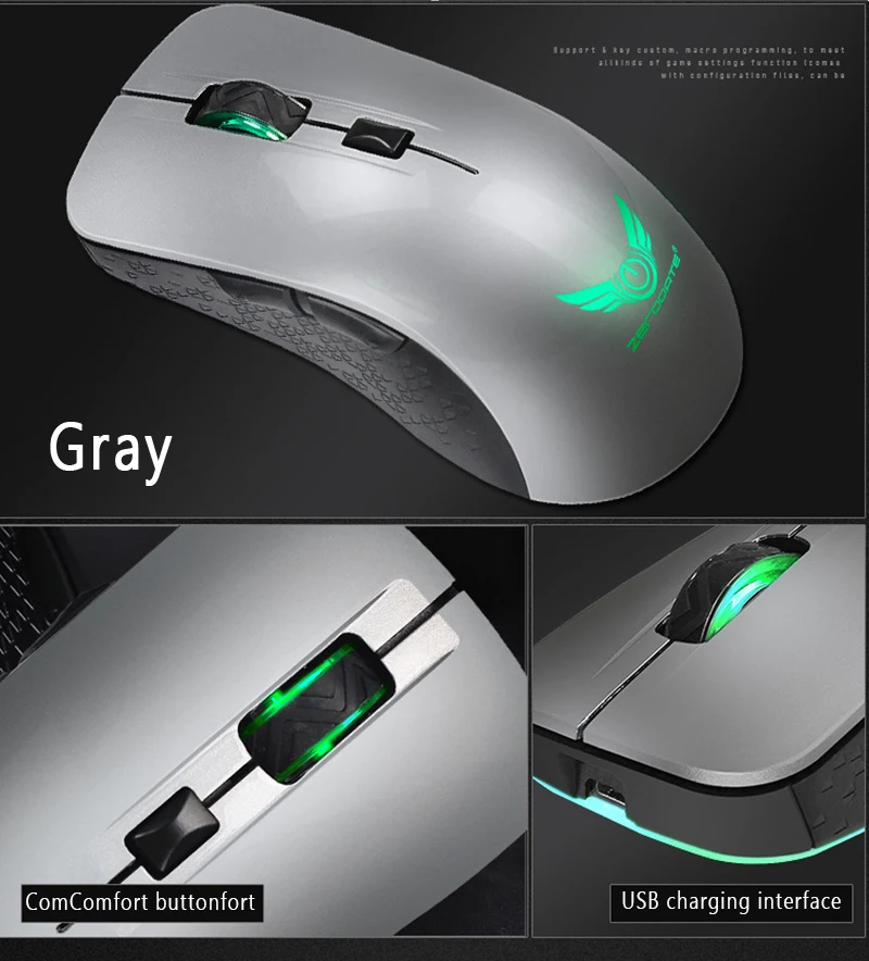 USB 2,4G беспроводная мышь красочная пульсирующая подсветка игровая мышь перезаряжаемая оптическая компьютерная мышь геймер для ПК ноутбука игра