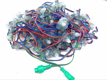 

100pcs/set square DC12V addressable WS2811 led smart pixel node,RGB full color; RGB 20AWG color wire,IP68;with 13.5mm pigtail