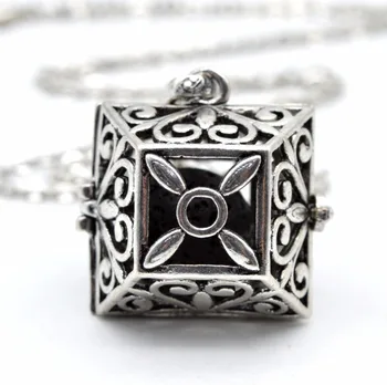 

5pcs Hexagon Design Aromatherapy Lockets Necklace Lava Stone Diffuser Pendant with 70cm Chain