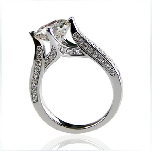 

Super Luxury 2CT Synthetic Diamonds Women Ring Real Solid Sterling Silver Fine Jewelry For Girl Excellent Cut Jewelry