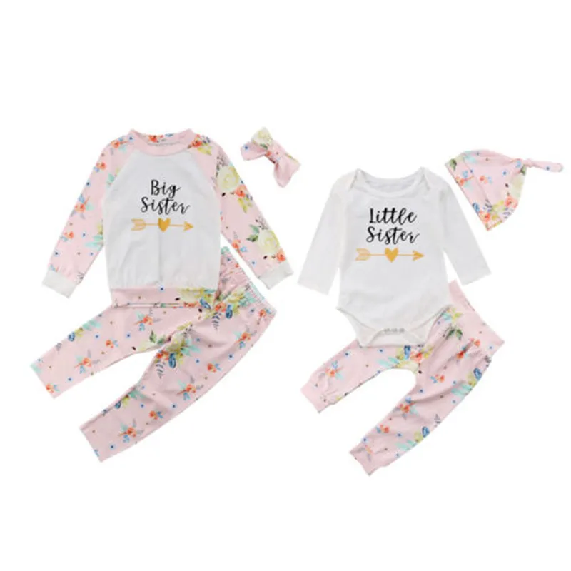 US Newborn Baby Girls Romper Bodysuit Big Sister Kids T-shirt Matching Clothes