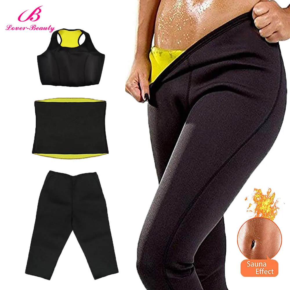 

Women Neoprene Body Shaper Set Slim Waist Pants Belt Sweat Sauna Body Shaper Slimming Vest Thermo Neoprene Waist Trainer Top